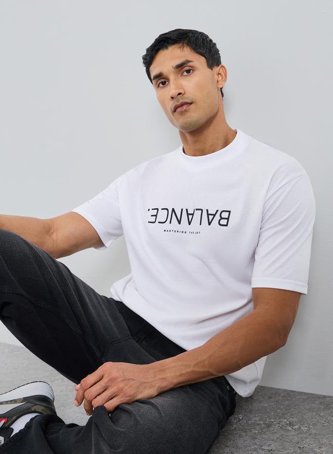 Styli Men White Graphic Slogan Crew Neck T-Shirt - Image 5